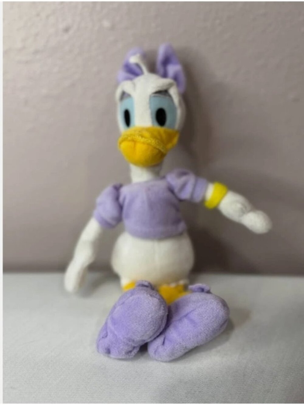 Disney Daisy Duck 10" White Purple Dress Plush Stuffed Animal Toy